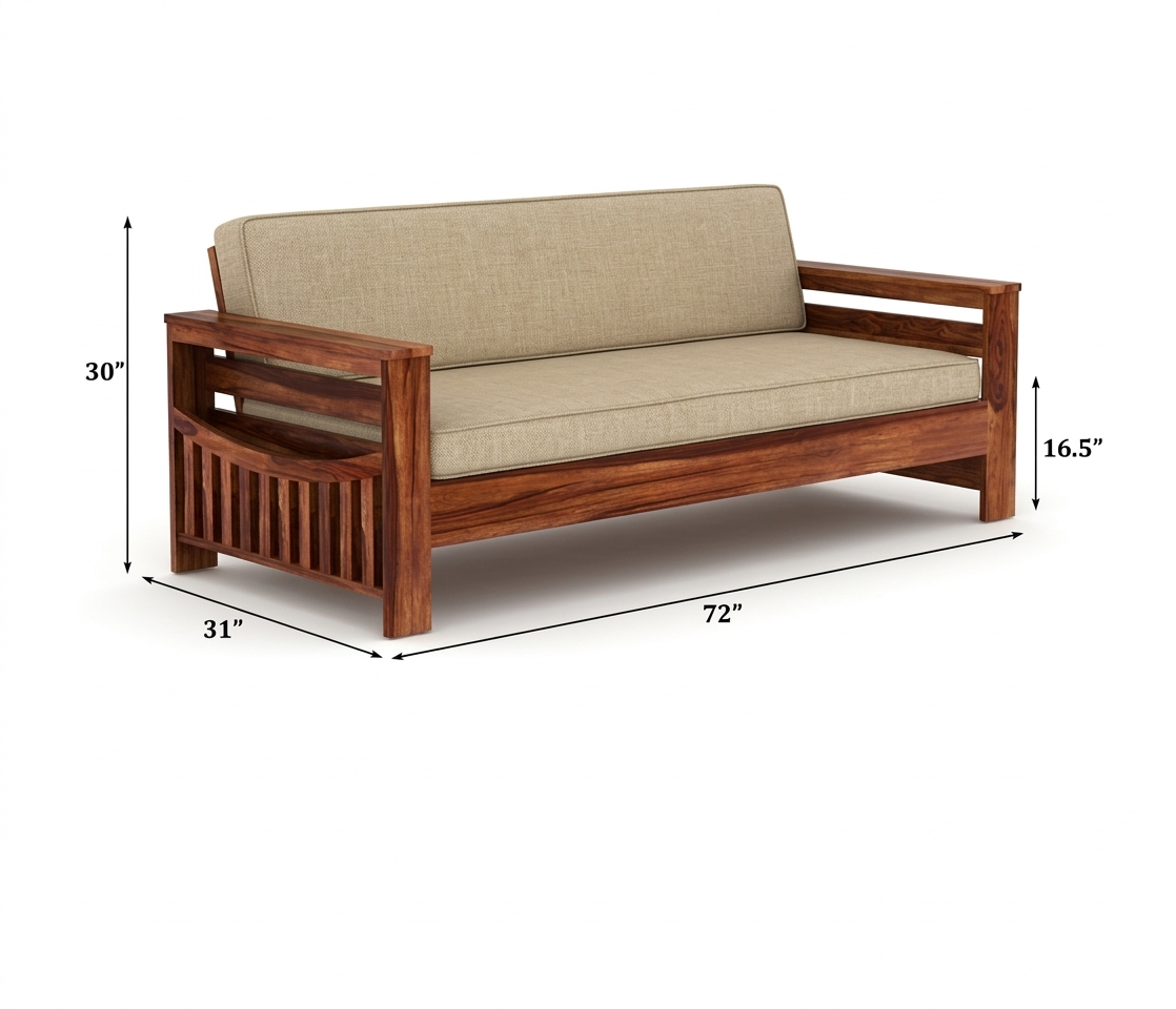 Traditional Sattled Arm Wooden Sofa Set  in 3+1+1 Seating