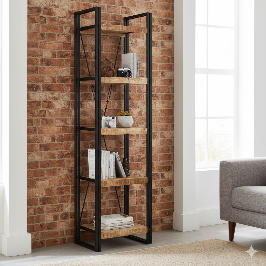 Industrial Range Slim Open Bookcase