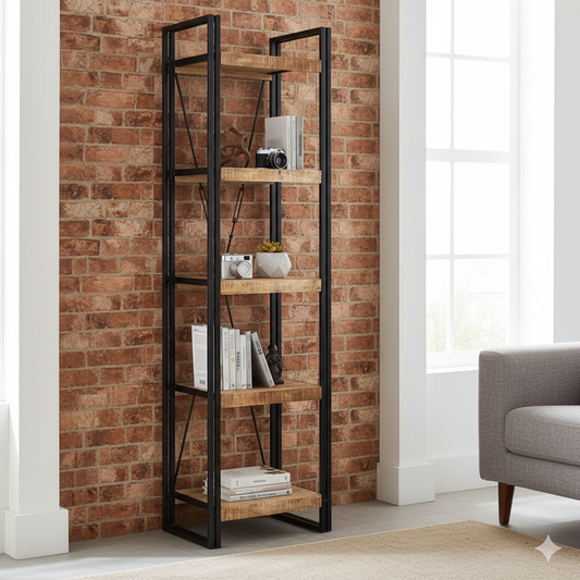 Industrial Range Slim Open Bookcase