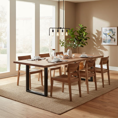 Live Edge Live Style Dining Table With 6 Seater Chair-Dining Table Set