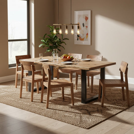 Live Edge Live Style Dining Table With 8 Seater Chair-Dining Table Set-