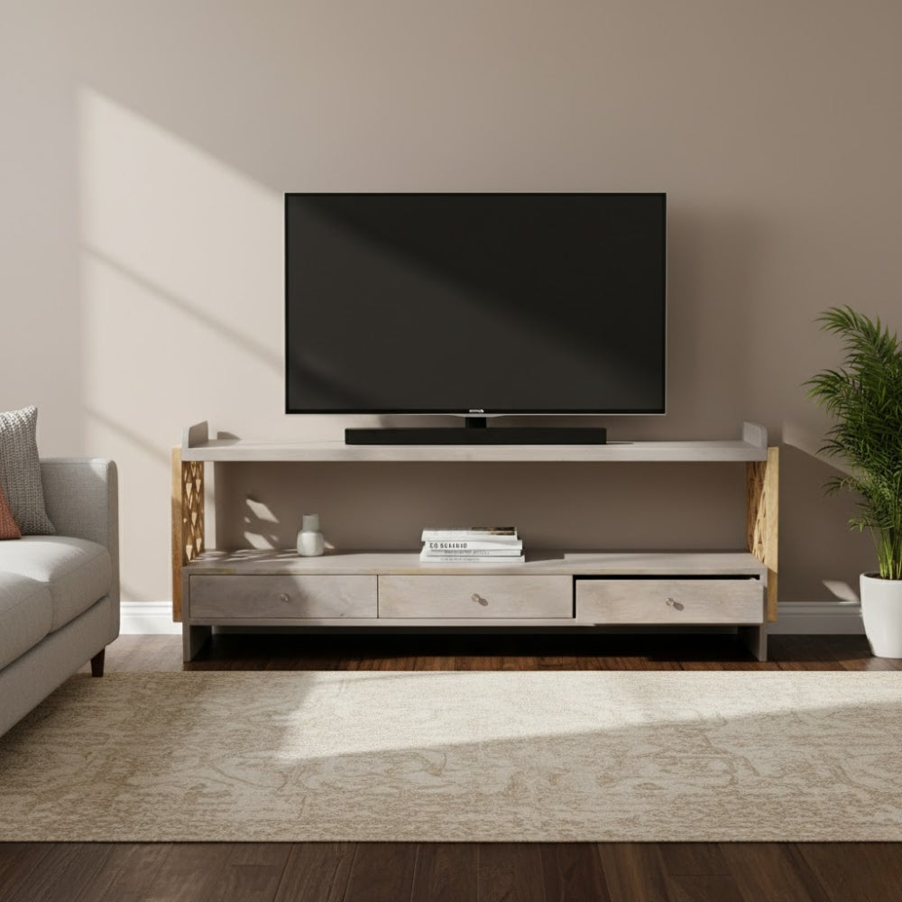 Classic Wood Tvc Cabinet With 3 Drawer (KD)