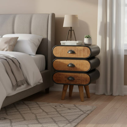 Mid-Century Modern Indo Iron 3 Drawers Drawer Chest