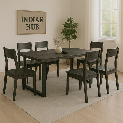 Live Edge Dining Table With 4 Seater Chair & 1 Bench