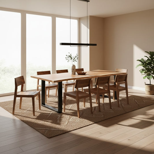 Live Edge Dining Table With 8 Seater Chair-Dining Table Set