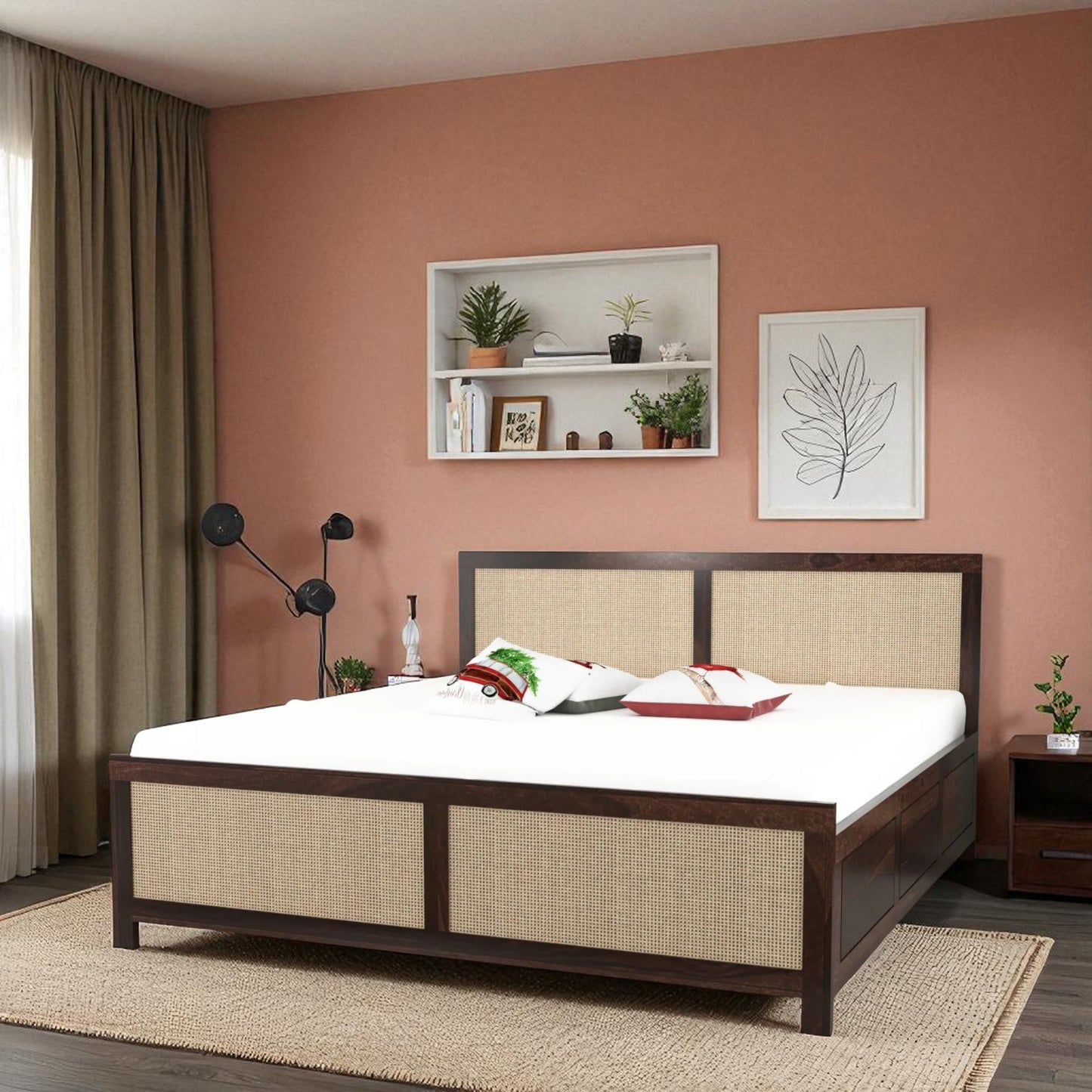 Rustic Charm Wood Bed With Storage