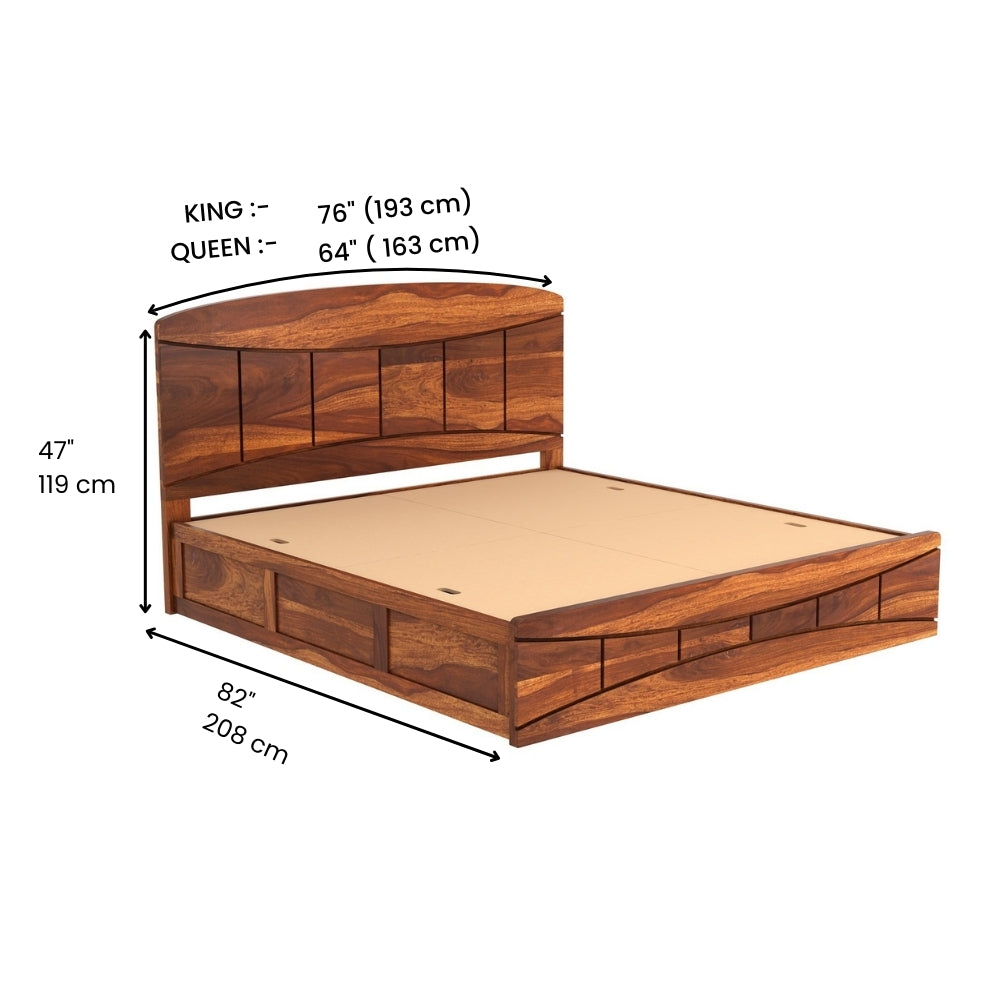 Livo Wood Wood Bed With Storage