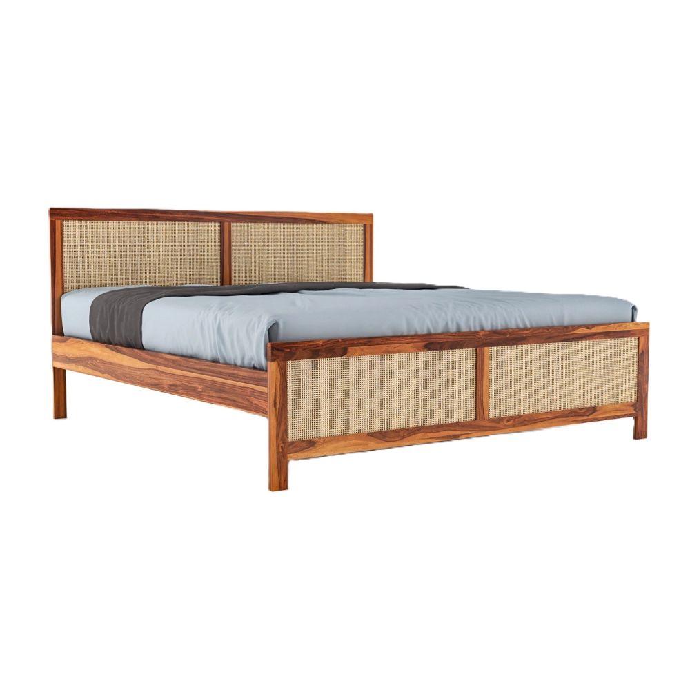 Loom Cane Wood Bed Without Storage