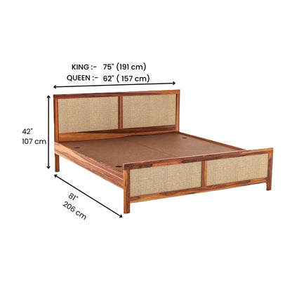 Loom Cane Wood Bed Without Storage