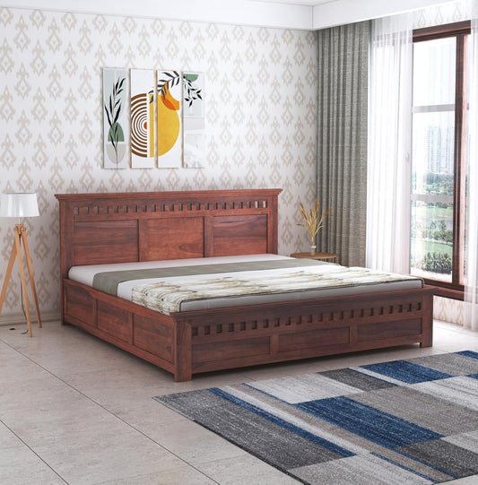 Zen Plank Wood Bed With Storage