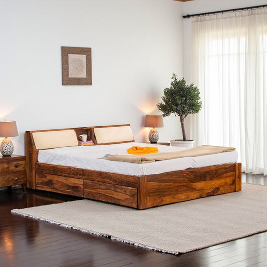 Urban Oak Wood Bed With Storage