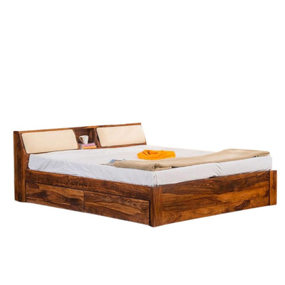 Urban Oak Wood Bed With Storage