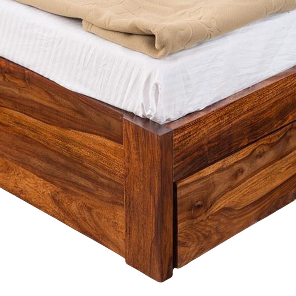 Urban Oak Wood Bed With Storage