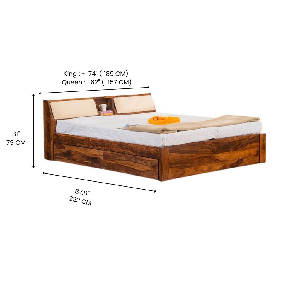 Urban Oak Wood Bed With Storage