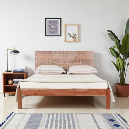 Solid Acacia Wood King Bed Featuring Natural Finish, Strong Construction & Refined Craftsmanship – Perfect for Modern Bedrooms