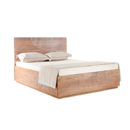 Handcrafted King Size Bed in Acacia Wood & Plywood – Strong Construction, Natural Finish & Refined Bedroom Furniture