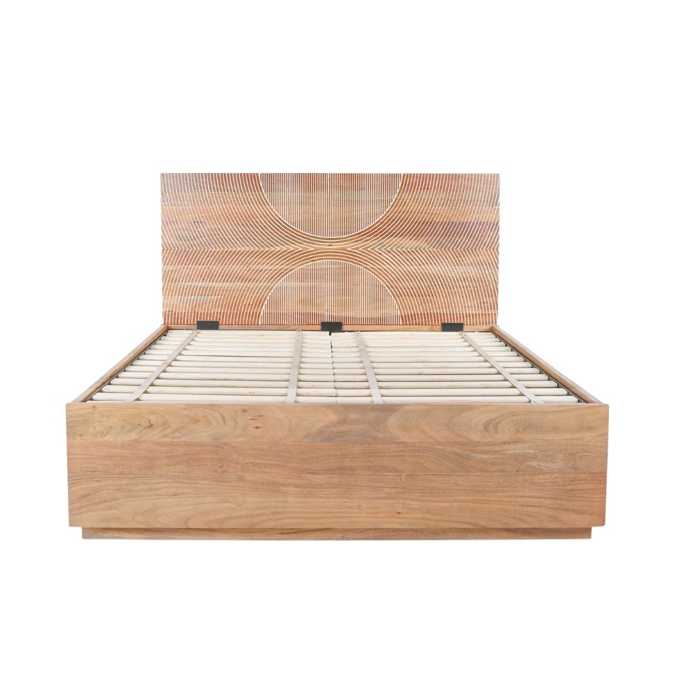 Handcrafted King Size Bed in Acacia Wood & Plywood – Strong Construction, Natural Finish & Refined Bedroom Furniture
