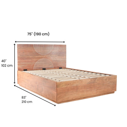 Handcrafted King Size Bed in Acacia Wood & Plywood – Strong Construction, Natural Finish & Refined Bedroom Furniture