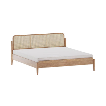 Elegant Mango Wood King Bed with Natural Cane Headboard – Sustainable Materials, Expert Craftsmanship & Warm Authentic Finish