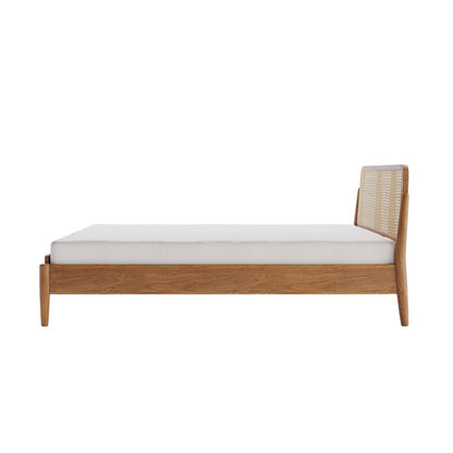 Elegant Mango Wood King Bed with Natural Cane Headboard – Sustainable Materials, Expert Craftsmanship & Warm Authentic Finish