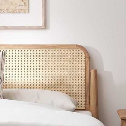Elegant Mango Wood King Bed with Natural Cane Headboard – Sustainable Materials, Expert Craftsmanship & Warm Authentic Finish