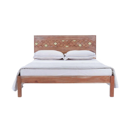 Elegant Acacia Wood & Plywood King Bed Featuring Rich Wood Grain, Durable Frame & Long-Lasting Performance – Classic Bedroom Furniture