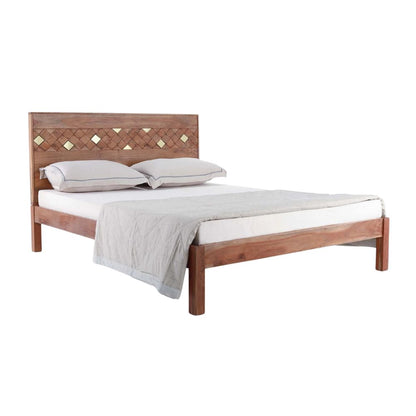 Elegant Acacia Wood & Plywood King Bed Featuring Rich Wood Grain, Durable Frame & Long-Lasting Performance – Classic Bedroom Furniture