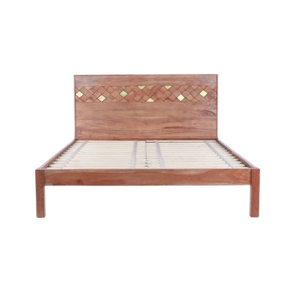 Elegant Acacia Wood & Plywood King Bed Featuring Rich Wood Grain, Durable Frame & Long-Lasting Performance – Classic Bedroom Furniture