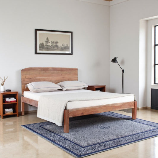 Premium Queen Size Bed Crafted from Solid Acacia Wood & High-Quality Plywood – Natural Finish, Sturdy Frame & Timeless Design for Bedroom