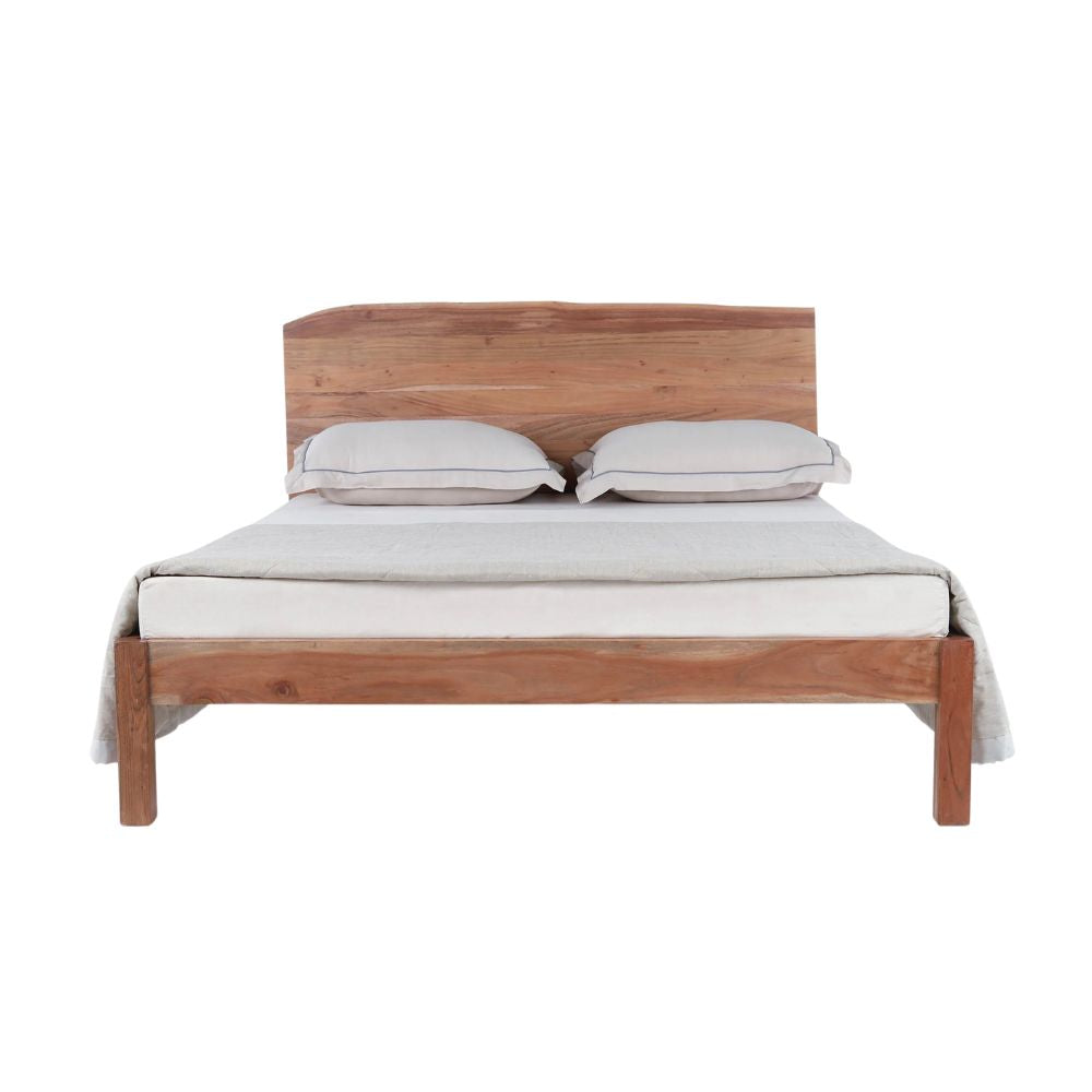 Premium Queen Size Bed Crafted from Solid Acacia Wood & High-Quality Plywood – Natural Finish, Sturdy Frame & Timeless Design for Bedroom