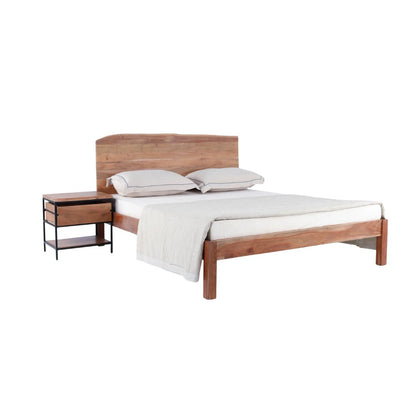 Premium Queen Size Bed Crafted from Solid Acacia Wood & High-Quality Plywood – Natural Finish, Sturdy Frame & Timeless Design for Bedroom