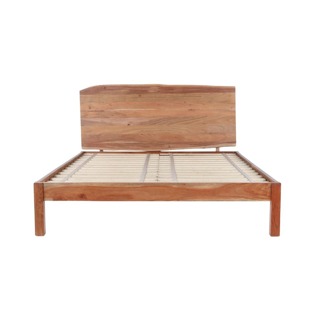 Premium Queen Size Bed Crafted from Solid Acacia Wood & High-Quality Plywood – Natural Finish, Sturdy Frame & Timeless Design for Bedroom