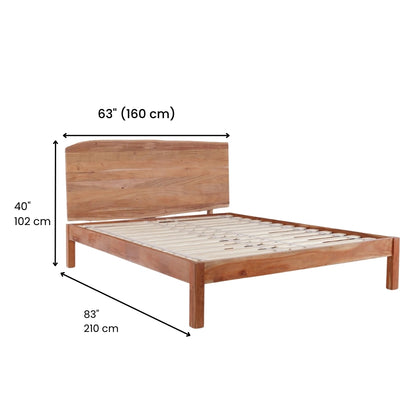 Premium Queen Size Bed Crafted from Solid Acacia Wood & High-Quality Plywood – Natural Finish, Sturdy Frame & Timeless Design for Bedroom