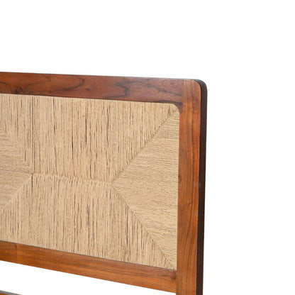 Handcrafted Queen Size Bed Made of Solid Acacia Wood & Plywood with Rich Brown Finish – Durable, Stable & Elegant Bedroom Furniture