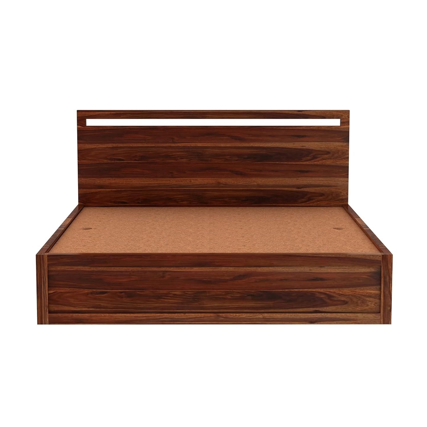 Durable Acacia Wood Bed Frame with Flat Headboard – Natural Finish
