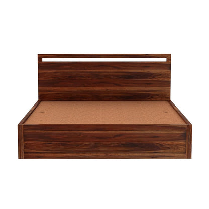 Durable Acacia Wood Bed Frame with Flat Headboard – Natural Finish