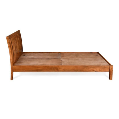 Premium Solid Acacia Wood Bed — King & Queen, Natural Finish