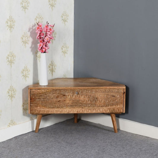 Marlow Light Mango Wood Corner TV Stand