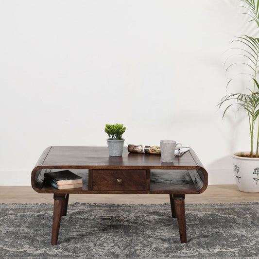 Franklin Dark Mango Wood Coffee Table with Drawer