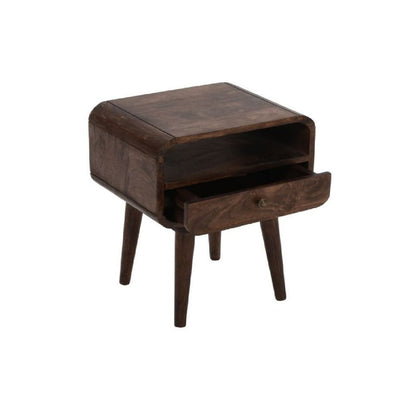 Franklin Dark Mango Wood Bedside Table with Drawer