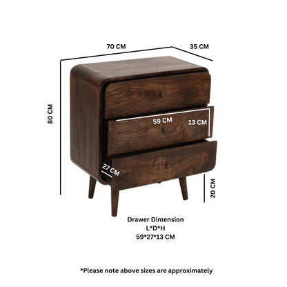 Franklin Dark Mango Wood Chest Of 3 Drawers