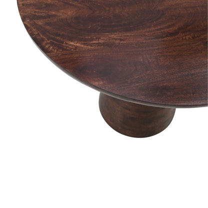 Natural Solid Dark Mango Wood Round Dining Table
