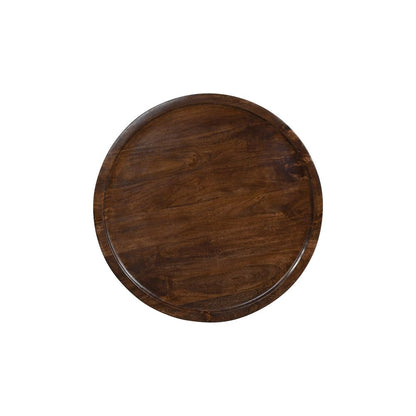 Natural Solid Dark Mango Wood Round Low Coffee Table