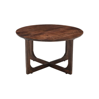 Natural Solid Dark Mango Wood Round Coffee Table