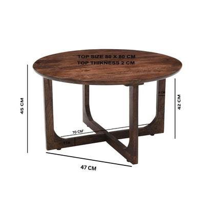 Natural Solid Dark Mango Wood Round Coffee Table