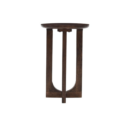 Natural Solid Dark Mango Wood Round Inverted Legs Side Table