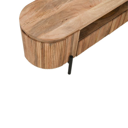 York Natural Solid Wood Tv Cabinet With Metal Legs