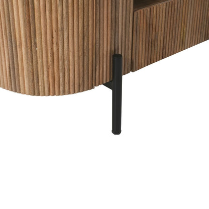York Natural Solid Wood Tv Cabinet With Metal Legs