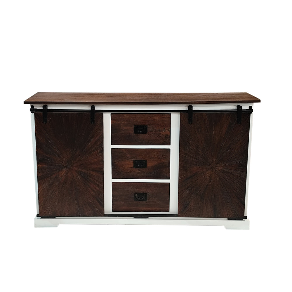 Reclaimed Wood Large Sliding Door Sideboard With 3 Drawer & 2 Sliding Door
