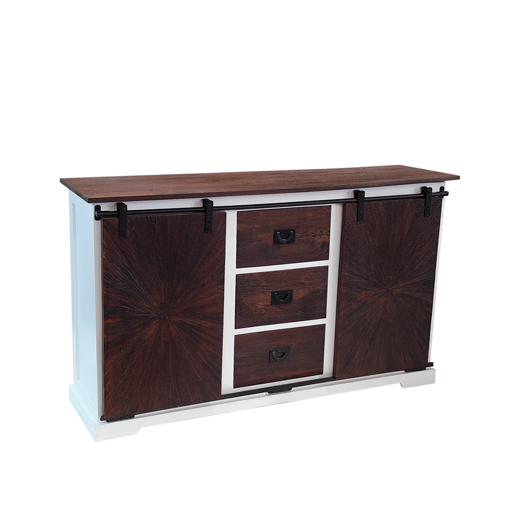 Reclaimed Wood Large Sliding Door Sideboard With 3 Drawer & 2 Sliding Door
